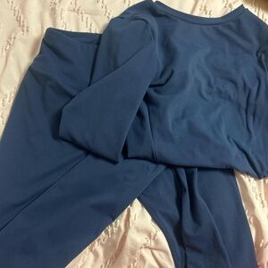Navy Blue Long Sleeve Top and Leggings Set
